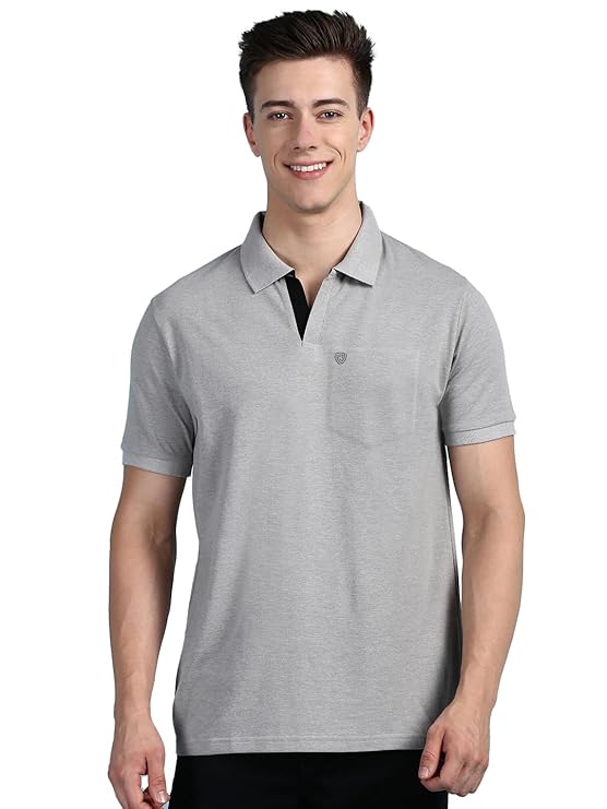 Men's Half Sleeve Soild Casual Regular Fit T-Shirt with Chest Pocket | Polo Tshirt for Men