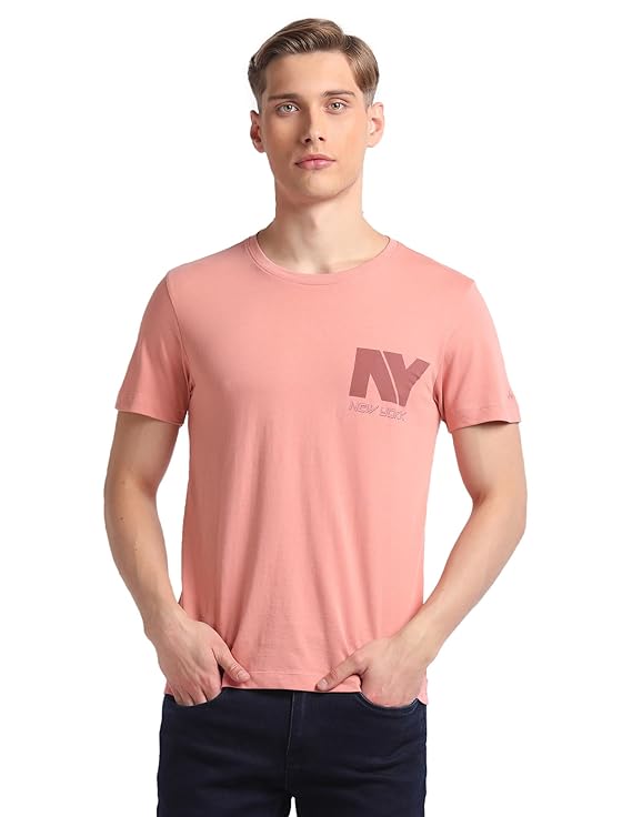 Men's Printed Half Sleeve Regular Fit Cotton Polo T-Shirt Dark Pink
