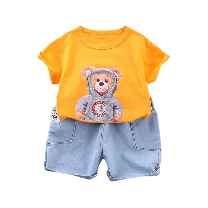 Boys Cotton Printed T-Shirt With Shorts