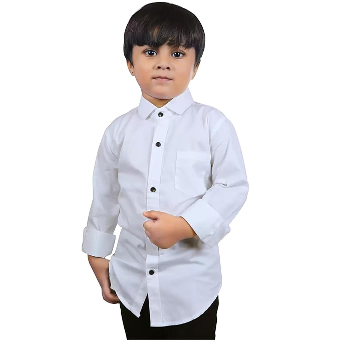 Cotton Regular Fit Full Sleeves Plain Shirt for Boys Kids with Elegant Design | Stylish & Comfortable Shirt for Casual Outings
