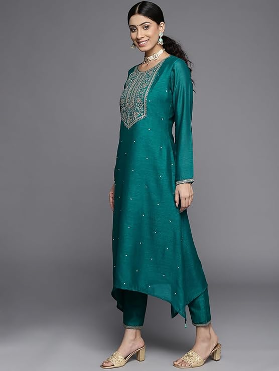 Women's Silk Relaxed Fit A Line Kurta