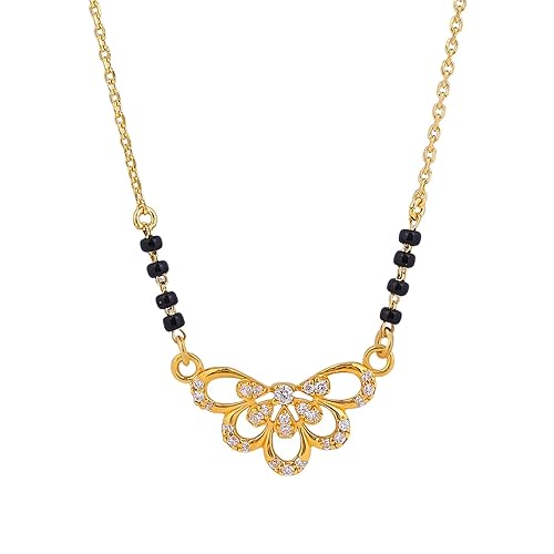 1gm Micron 18K Gold Plated Hypoallergenic Black Beads Kala Mani 925 Sterling Silver Mangalsutra |