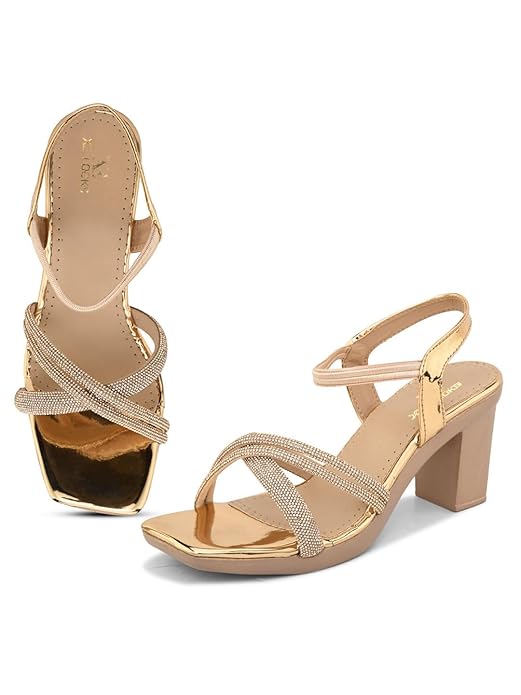 Looks Attractive & Comfortable Block Heel Sandal with Ankle Strep for women & Girls