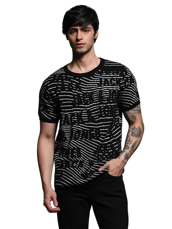 Men Printed Round Neck Cotton Tshirt