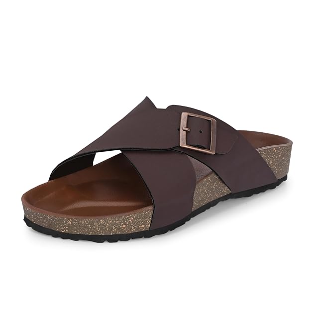 Men's Cushion Sliders/Slippers | PU Padding on the Footbed | Bounce Back Technology