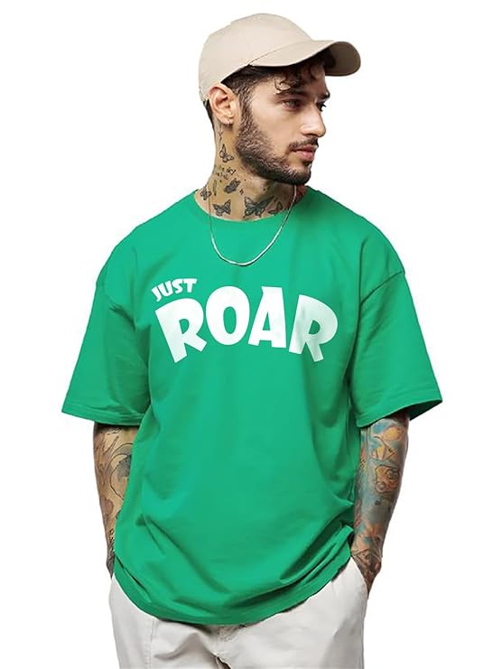 Men's Cottonblend Oversized Half Sleeve Round Neck Regular Fit T-shirt