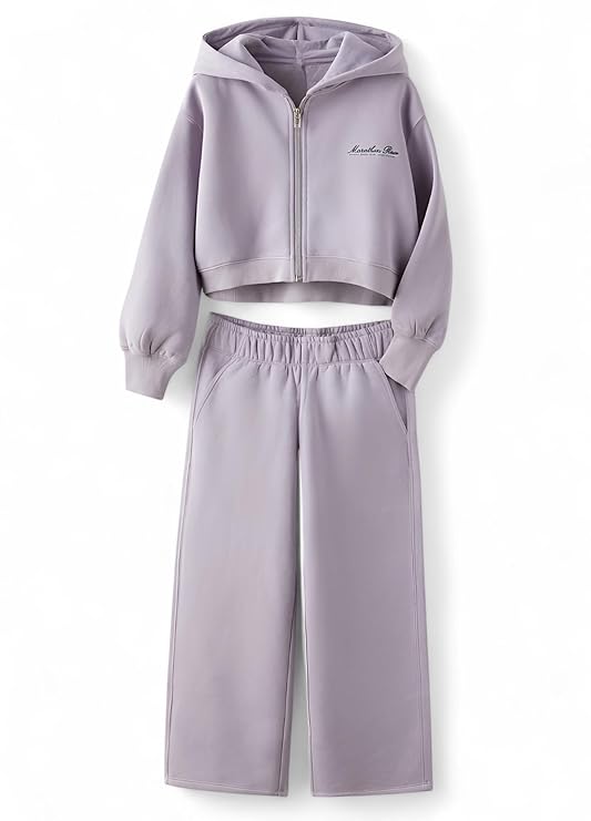 Girls Solid Tracksuit Co-ords Set