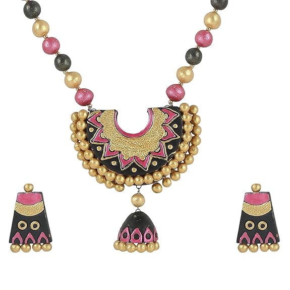 Fashion Terracotta (Clay Work) Necklace & Earrings Set for Women & Girls