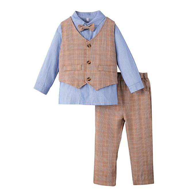 Full Sleeves Blue Stripes Print Formal Set