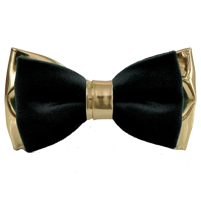 Black Velvet + Gold PVC Faux Leahter Bow tie for Men-wedding collection-preminum style
