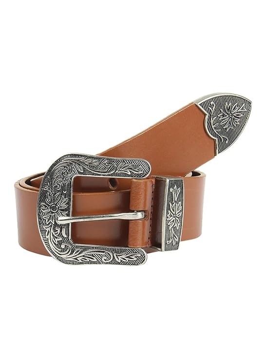 Genuine Leather Men Cowboy Western Belt - Black, Tan and Brown