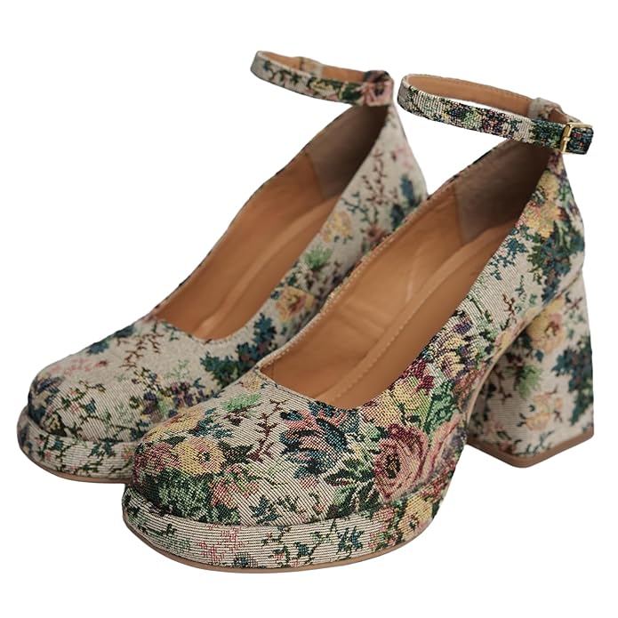 Women Floral Midtop Platform Heel Comfortable Shoes | Formal and Casual Fashion Heels