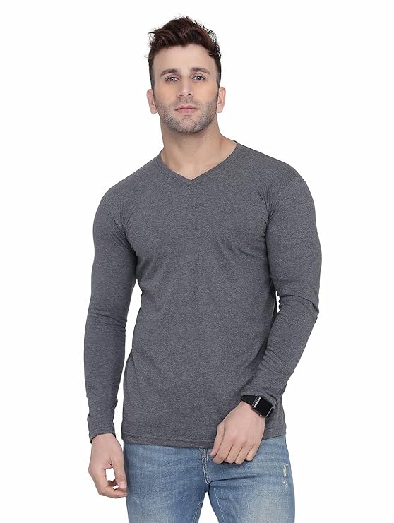Men's V-Neck Full Sleeve Casual T-Shirt
