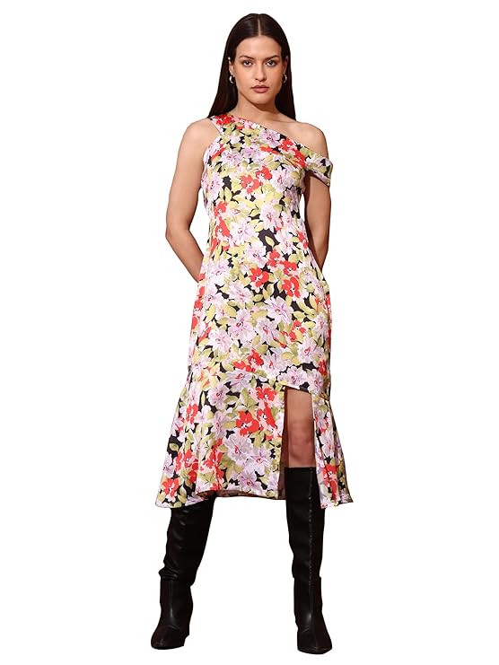 Women’s Asymmetric Neck Satin Dress