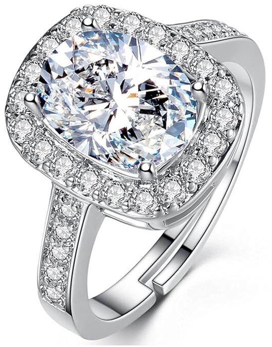 Jewellery Stylish Silver Plated Solitaire Crystal Ring for Women and Girls