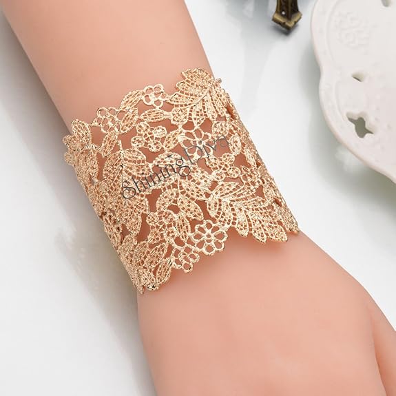 (Non Precious Metal Gold Plated Stylish Kada Bangle Cuff Bracelet for Women Gold)