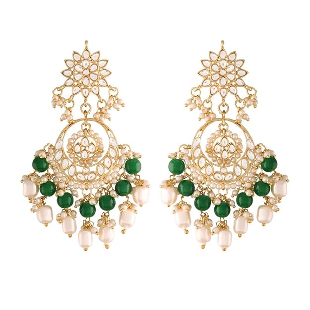 Traditional Handcrafted Kundan & Pearl Chandbali Earrings for Women