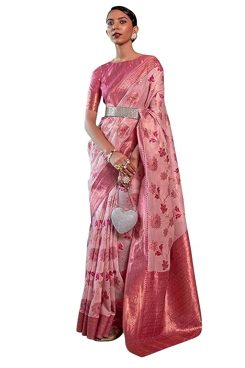 Womens Kanjivaram Banarasi Silk Saree Patola saree with Unstitched blouse piece