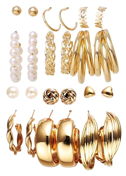 12 Pairs Combo Earring Set Latest Stylish Western Earrings for Women and Girls