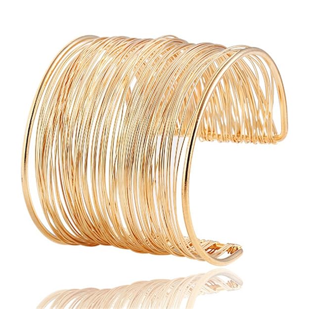 Non Precious Metal Gold Plated Stylish Kada Bangle Cuff Bracelet for Women (8133b, Gold)