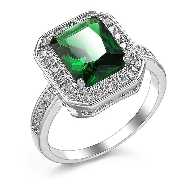 Colour Crystal Square Stone Cubic Zirconia Ring for Women & Girls -Valentines