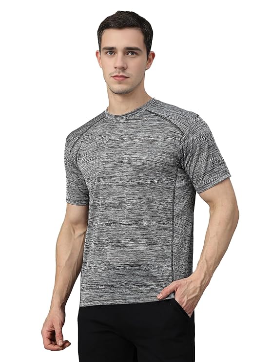 Men's Polyester Regular Fit Round Neck Regular Dry Fit Gym Sports T-Shirt