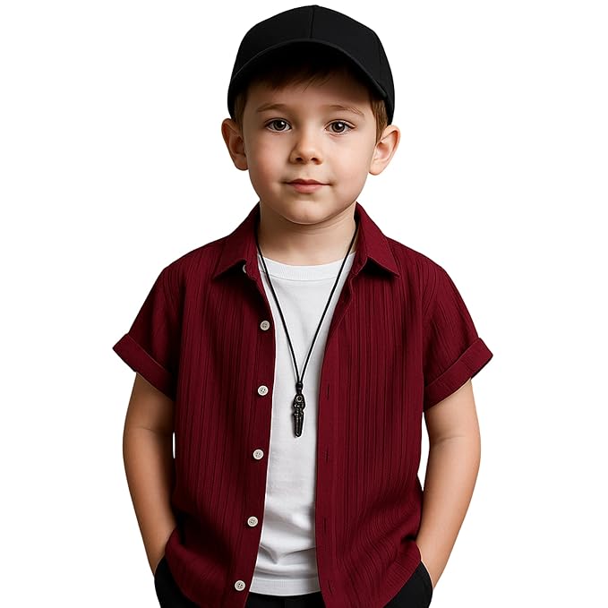 Premium Popcorn Shirt Lycra Half Sleeve Plain Shirt for Boys – Regular Fit, Stylish & Comfortable Casual Shirt for Kids