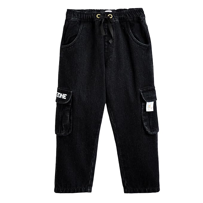 Boys Black Cargo Jeans