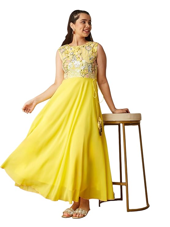 Women's Georgette Embellished/Flared Maxi Dress
