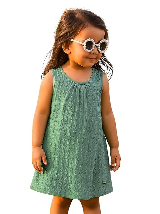 Girls Sleeveless Stylish A-Line Abby Dress | Daily, Party, Casual Knee Length Dress