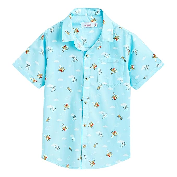 Boy's Cotton Regular Fit Vehicle Print Short Sleeves Printed Shirt