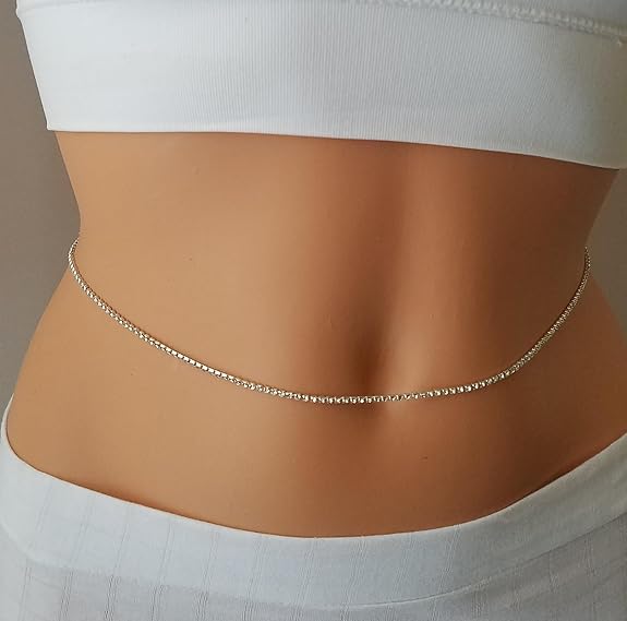 18K Gold Plated Anti Tarnish Waterproof Waist Belly Chain Adjustable Hip Body