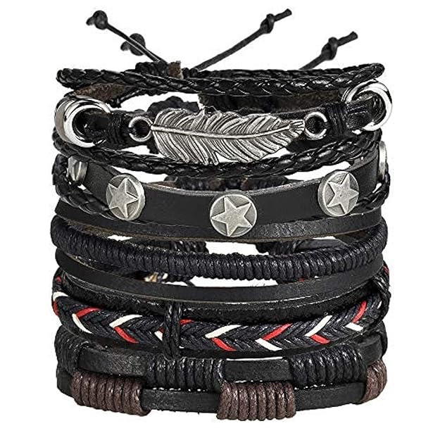 Genuine Leather Bracelet Wraps Casual Skin Friendly Bracelets for Men Boys