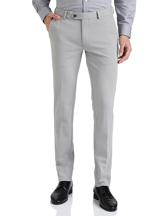 Men's Slim Fit Mid Rise Premium Formal Stretchable Knit Super Trouser | Comfort Lycra | 360-Degree Stretch