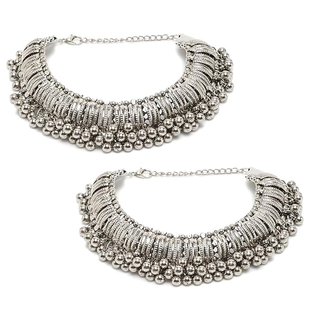 Jewellery German Silver Plated Stylish Handmade Payal Anklets for Girls and Women