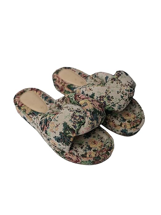 Women Floral Bow Knot Slides Flats | Stylish & Comfortable & | Formal & Casual Wear