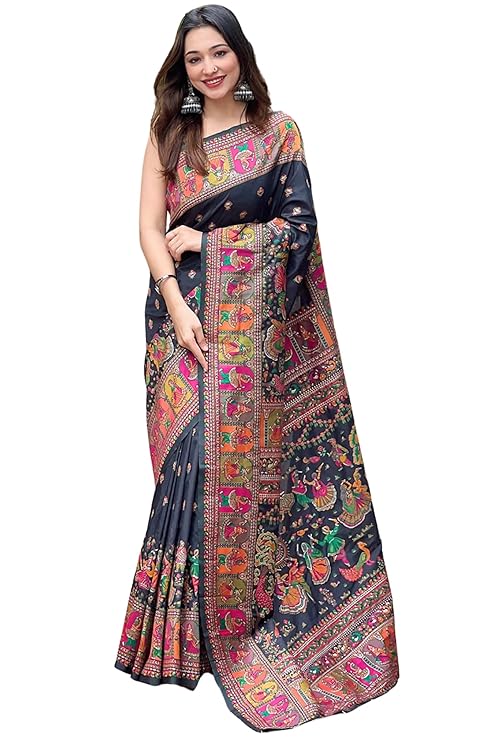 Women's Kanjivaram Pure Soft Silk Saree With Unstitched Blouse Piece