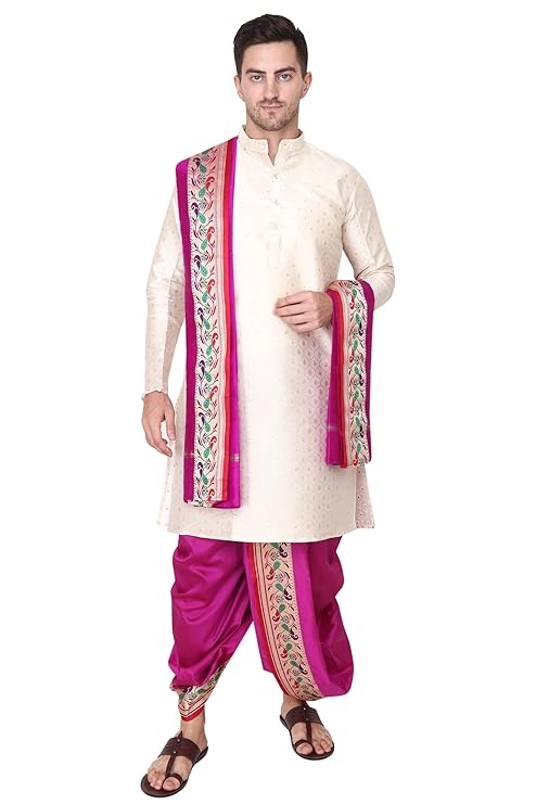 Fabrics Gold Color Silk Kurta with Pajama Set
