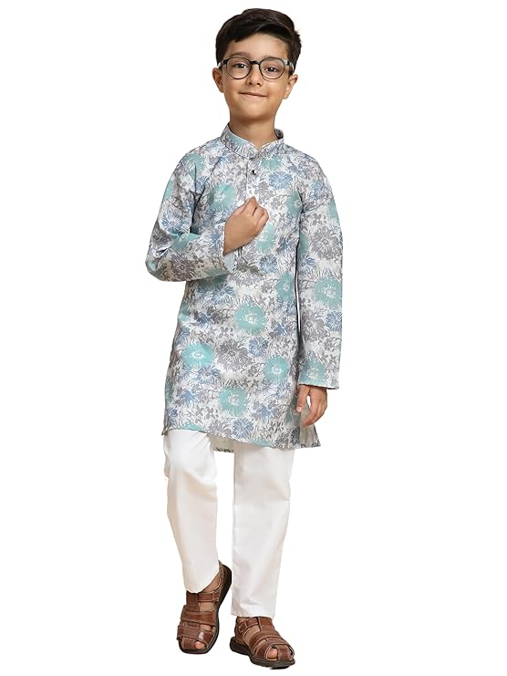 Boy's Cotton Embellished Kurta Pajama for Baby Kids Ethnic Wear