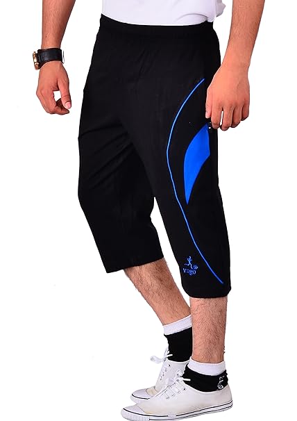 Men's Cotton Three by Fourth, 3/4, Capri, Three Quarter Pant Black Plus Size