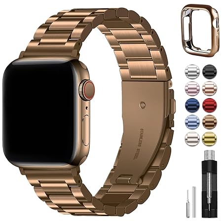 Apple Watch Straps 38mm 40mm 41mm, Stainless Steel iWatch Strap with Case for Apple Watch Series 9/8/7/6/5/4/3/2/1/SE/SE2, 38mm 40mm 41mm,