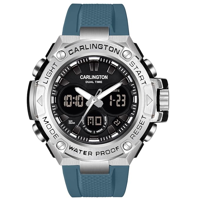 Analog-Digital Sports Watch Chronograph,Dual Time,Alarm,Stopwatch,Water-Resistant
