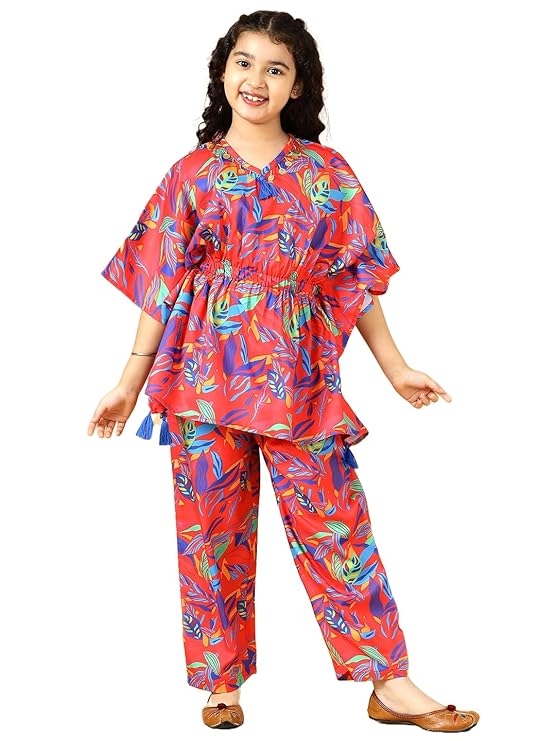 Girls Floral Printed Top with Straight Pant Set | Western Clothing Set