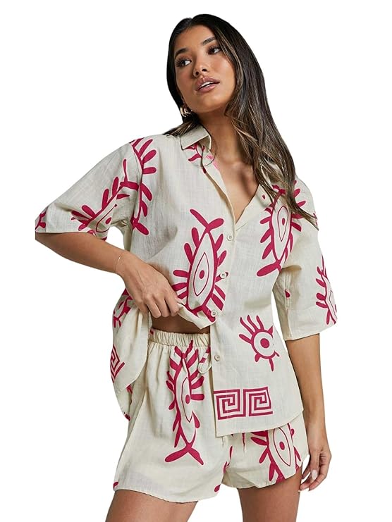 Stylish Co-ord Set for Women – Trendy Korean Summer Travel Outfit | Pajama Set For Women & Girl for Beach & Holiday Look