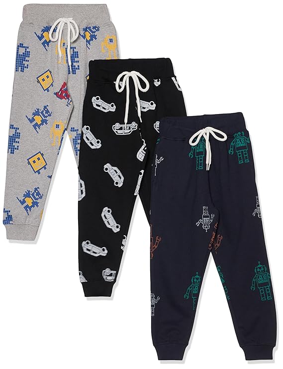 Boy's Regular Fit Printed Joggers Track Pant (Pack of 3)