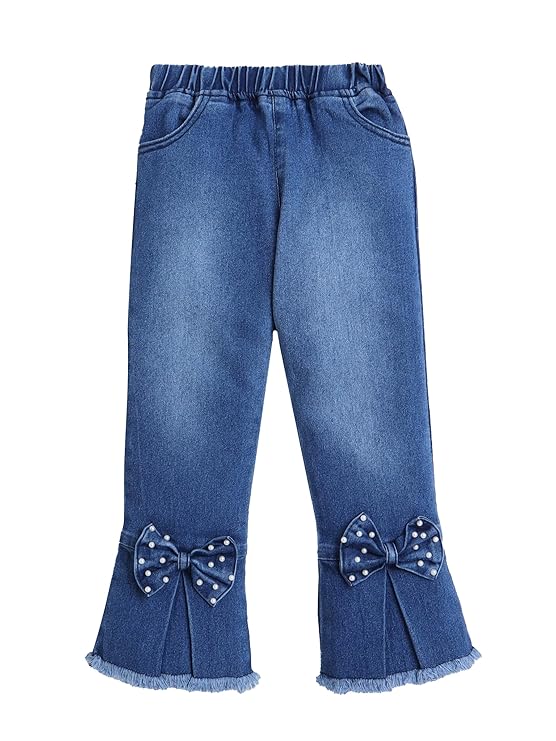 STARS KIDSWEAR Jeans Pant for Kids Girls, Denim Stylish & Trendy Relaxed Loose Bottom Elastic Waist