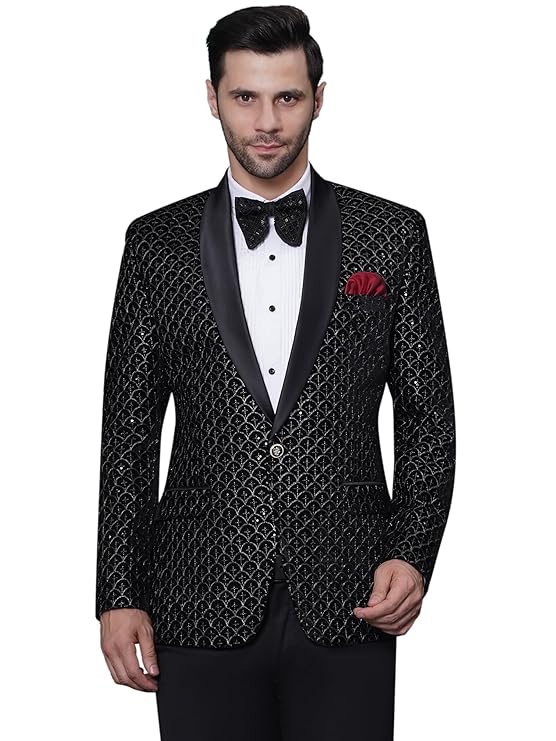 Wedding Sequence Blazer Suit for Men | Embroidered Velvet Blazer | Relaxed Fit Blazer for Men