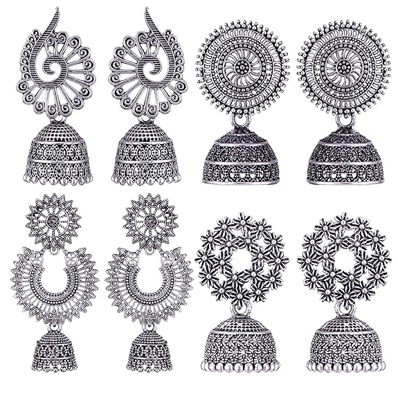 earrings for women fashion jhumka oxidised Silver Earrings for women Combo chandbali pearl chandbali stylish jhumkas traditional Earrings For girls South indian traditional Ear Rings